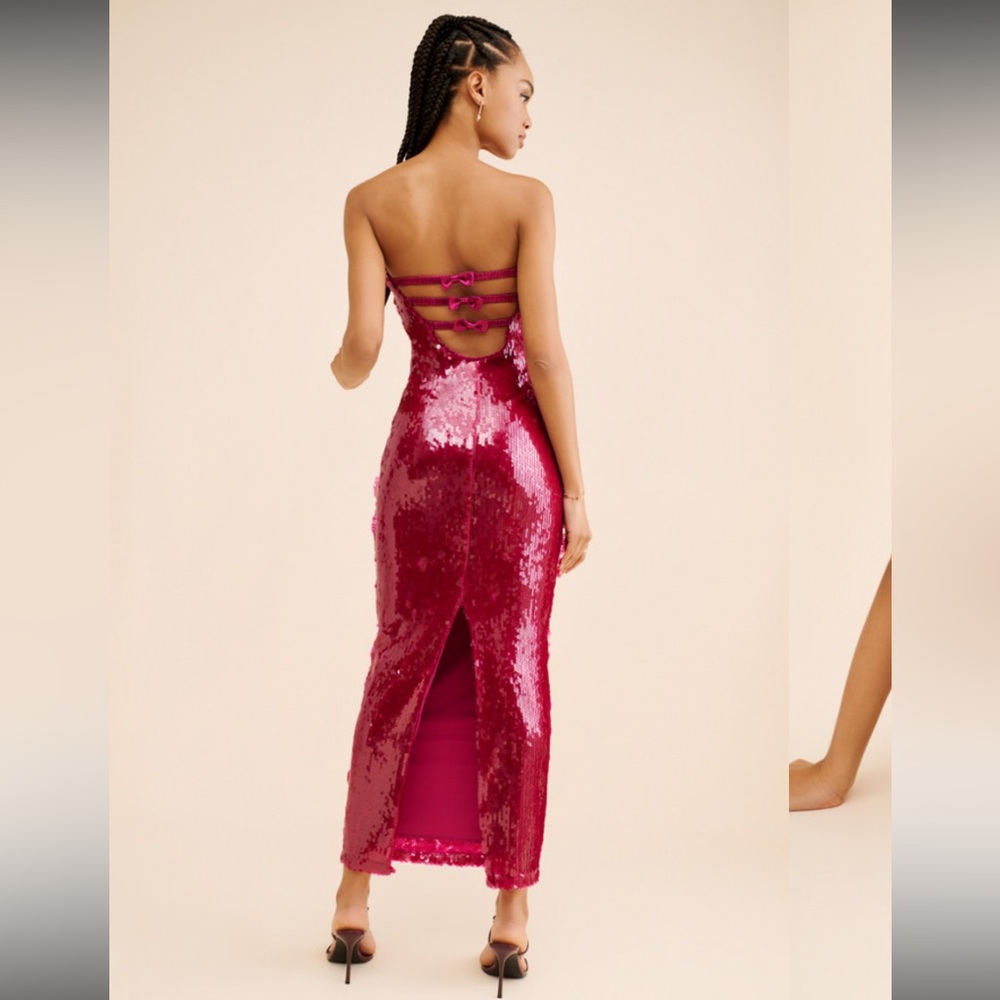 Anthropologie Strapless Sequin Dress/IF BY SEA - Maroon - Picture 2 of 7